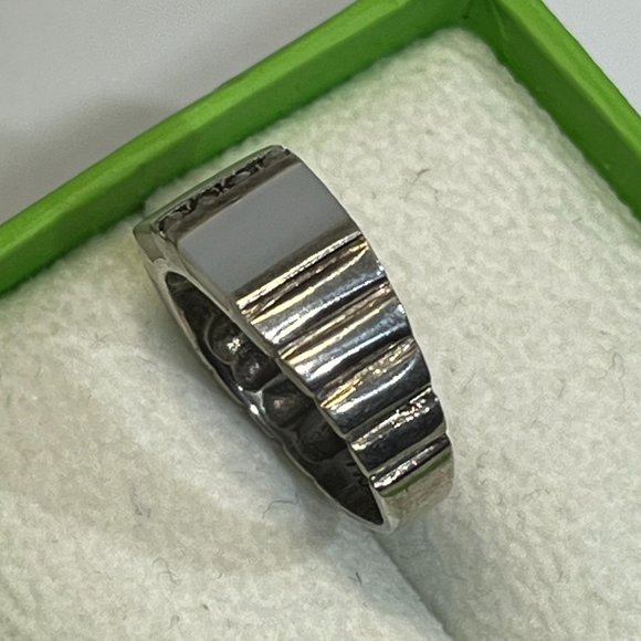 Abalone Shell Trilogy Panel .925 Sterling Silver Vintage Ring - Picture 10 of 11